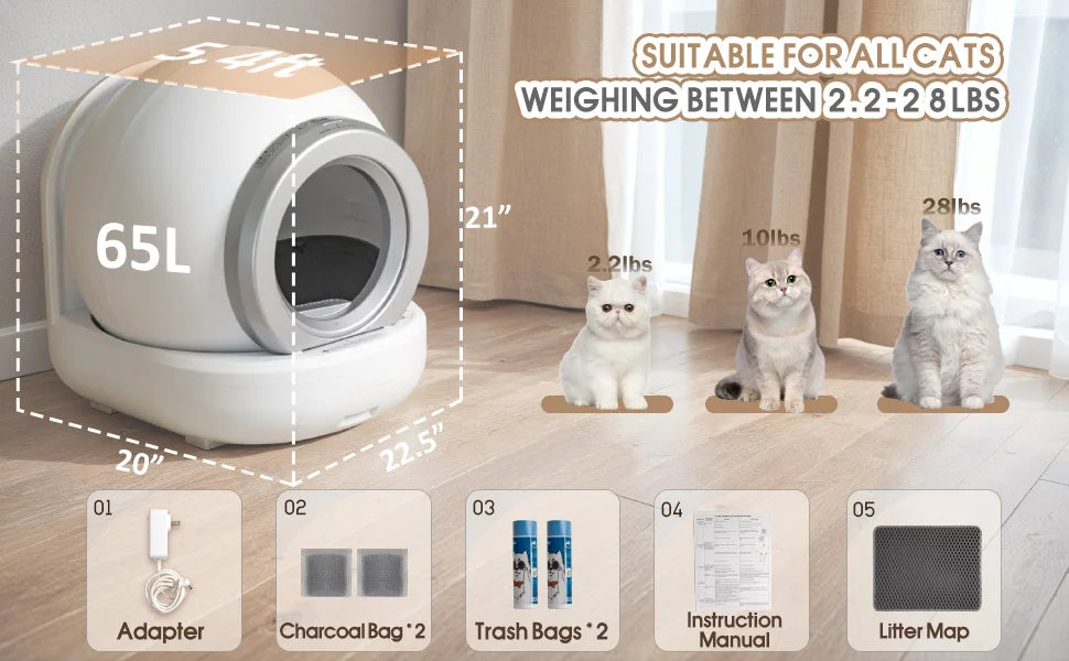 Automatic Cat Litter Box Self Cleaning for Multiple Cats.