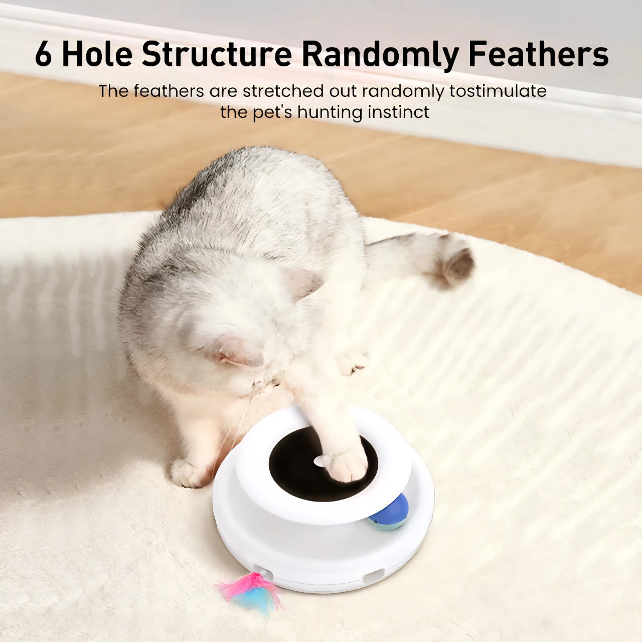 2 in 1 Smart Cat Teaser Toy – Automatic Feather & Light Fun Ball Pet Entertainment System