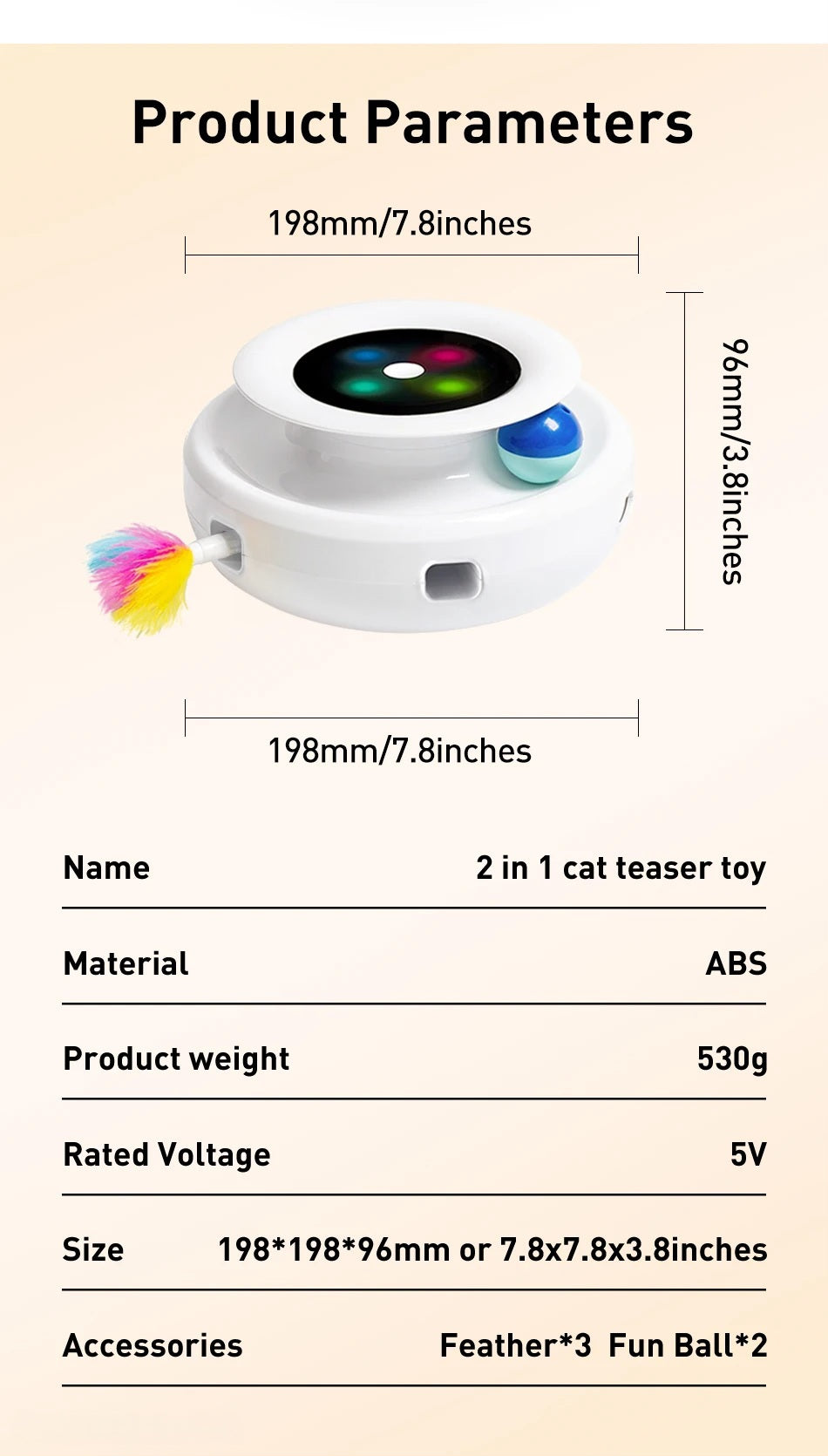 2 in 1 Smart Cat Teaser Toy – Automatic Feather & Light Fun Ball Pet Entertainment System
