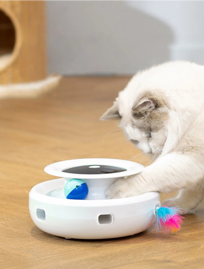 2 in 1 Smart Cat Teaser Toy – Automatic Feather & Light Fun Ball Pet Entertainment System