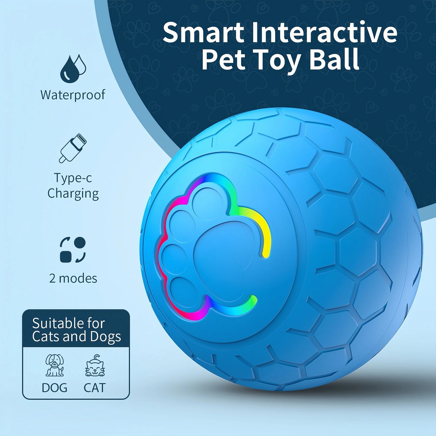 Smart USB Automatic Moving Bouncing Ball Dog Toy Rechargeable