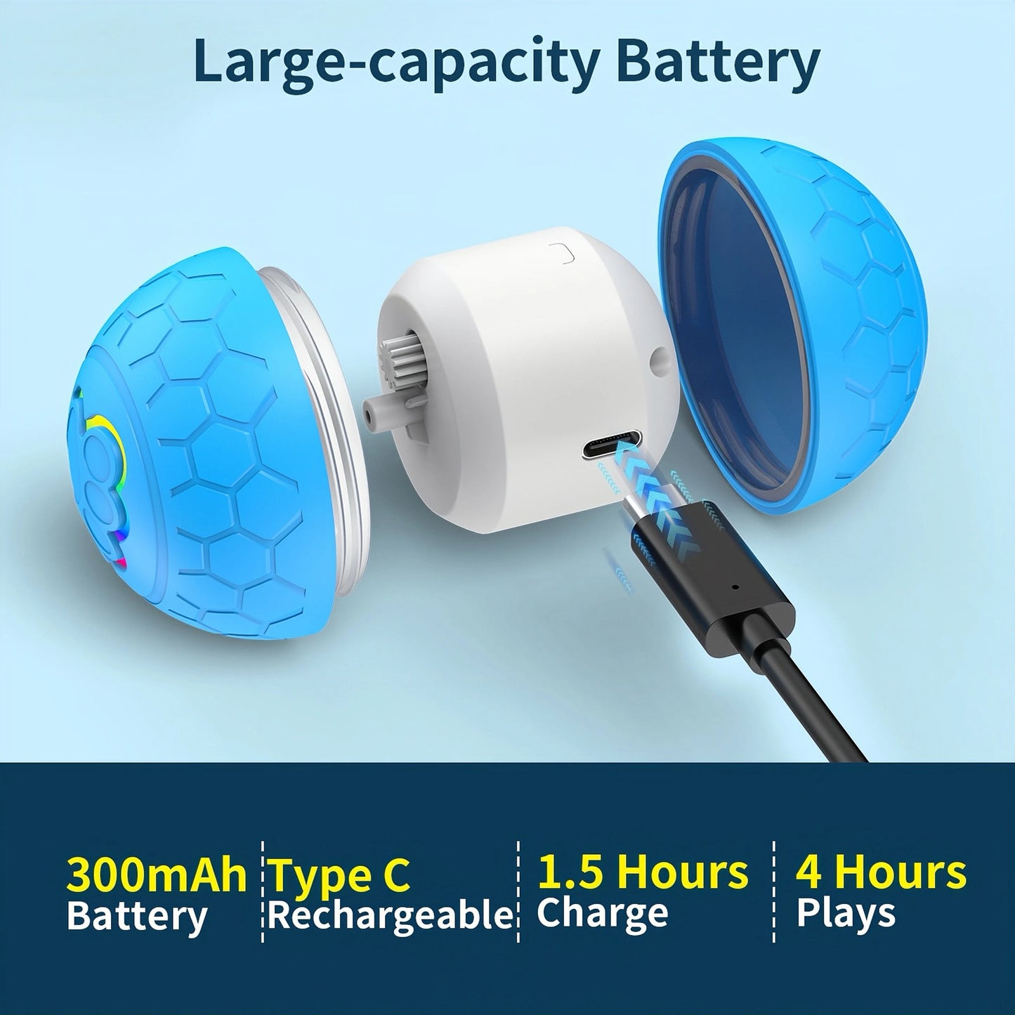Smart USB Automatic Moving Bouncing Ball Dog Toy Rechargeable