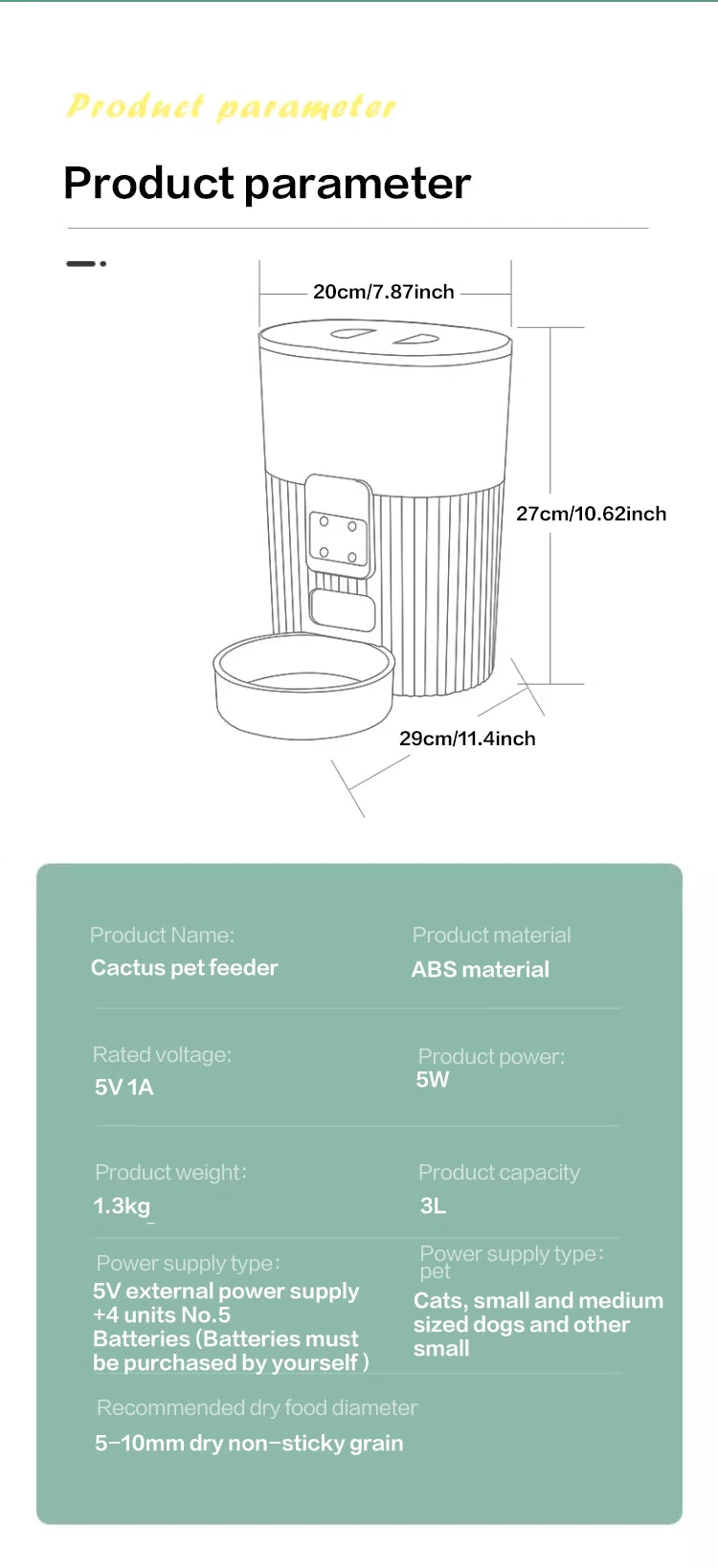 Smart Wi-Fi Automatic Pet Feeder for Cats & Dogs