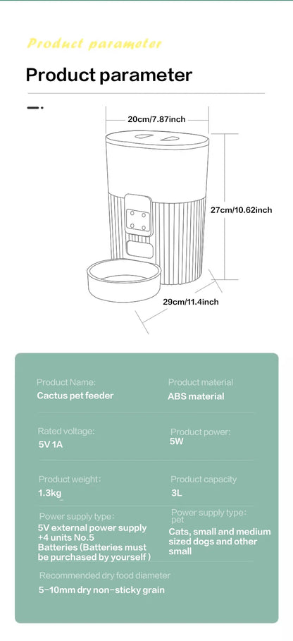 Smart Wi-Fi Automatic Pet Feeder for Cats & Dogs