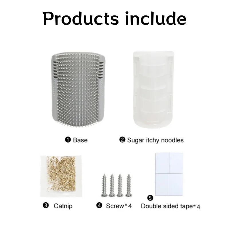 Cat Massage and Pet Hair Removal Comb Wall Corner Self Cleaning Rubbing Brush